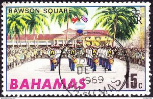 BAHAMAS 1969 QEII 15c Multicoloured, Tourism-Rawson Square & Parade SG336 FU