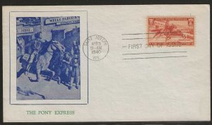 #894 FDC ST. JOSEPH MO.  Pony Express 80th Anniversary GRANDY Cachet (A751)