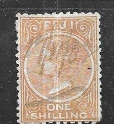 Fiji #44  1sh Queen Victoria yellow brown  (U) CV $12.50