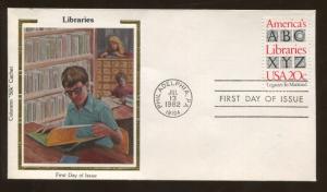 Silk Cachet America's Libraries ABC XYZ 1982 Philadelphia FDC US Stamp #2015