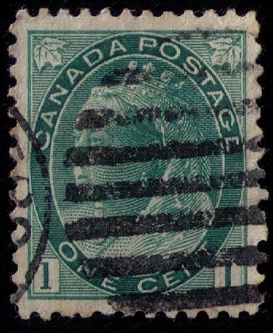 CANADA SCOTT #75 USED QV 1c GREEN GRAY VF/XF