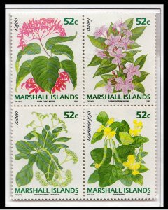 MARSHALL ISLANDS - 1991 FLOWERS - SE-TENANT BLOCK OF 4 - MINT NH