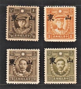 JapOcc Shantung 1941 Large 山東 Opt on HK Print Martyr (4v UnWmked) MNH CV$25