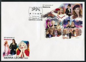 SIERRA LEONE 2023 65th ANNIVERSARY OF MADONNA SHEET FIRST DAY COVER