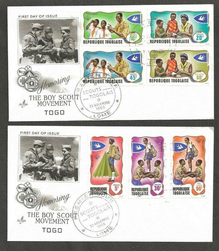 1968 Togo Boy Scouts IMPERF Artcraft FDC