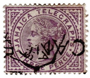 (I.B) Jamaica Telegraphs : 3d Lilac (1889)