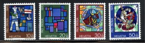 Switzerland B390-93 MNH,   Pro Patria Stained Glass Windows Set  from 1970.