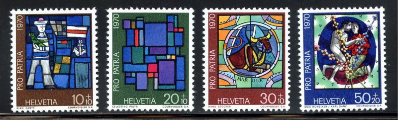 Switzerland B390-93 MNH,   Pro Patria Stained Glass Windows Set  from 1970.