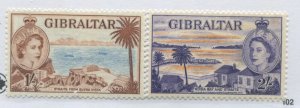 Gibraltar QEII 1953 1/ and 2/ unmounted mint NH