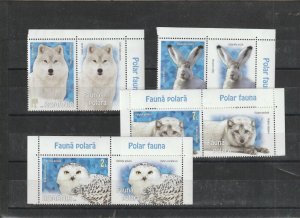 Romania STAMPS 2020 POLAR ANIMALS FOX OWL WOLF SET LABELS MNH POST