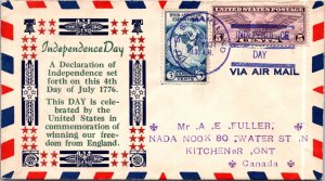 SCHALLSTAMPS UNITED STATES 1934 CACHET COVER INDEPENDENCE DAY CANC USS MARYLAND