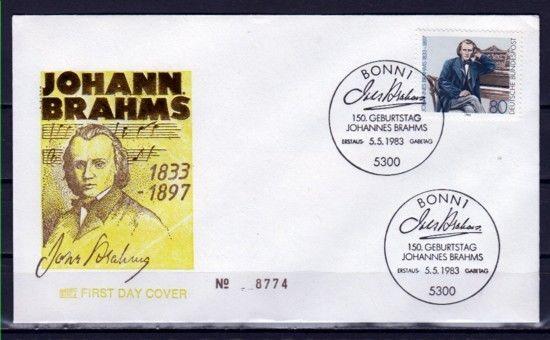 Germany, Scott cat. 1394. Composer J. Brahms issue. First day cover. ^