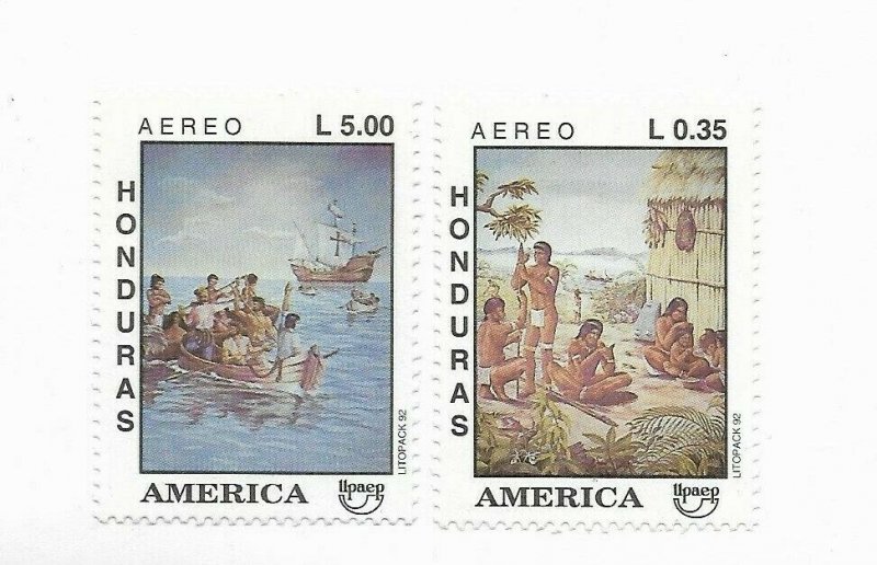 HONDURAS 1992 AMERICA UPAEP DISCOVERY OF AMERICA 500TH ANNIV COLOMBUS SET MNH