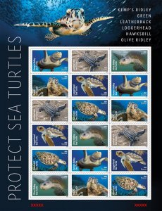 US 5865-5870 5870b Protect Sea Turtles F sheet 18 MNH 2024 after 6/15