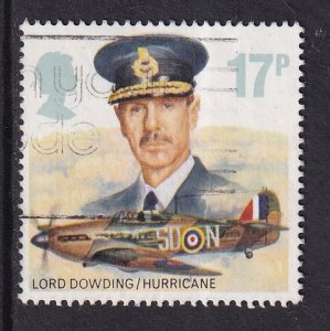 Great Britain  #1157  used   1986 air force aircraft  commanders 17p  hurricane