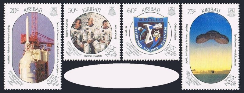 Kiribati 517-520, 521, MNH. Michel 523-526, Bl.15. Moon landing, 20th Ann. 1989.