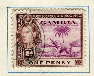 GAMBIA; 1938 early GVI pictorial issue fine used 1d. value