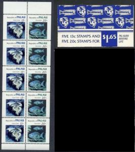 Palau - #13b MNH - Unfolded & Unbound Se-Tenant Pane & Booklet