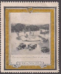 New York City Views label Central Park NG 1.5 x 2 Scarce!