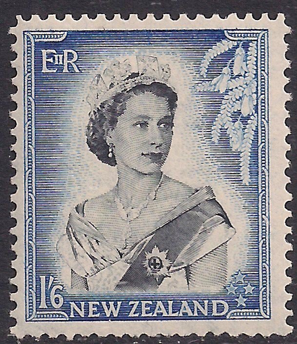 New Zealand 1953 - 59 QE2 1/-6d Black & Blue MM SG 733 ( R909 )