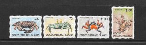 CRABS - COCOS ISLANDS #212-15  MNH