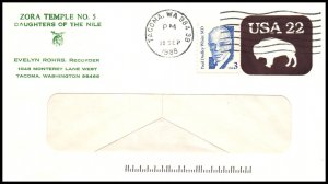 US Zora Temple No 5,Daughters of the Nile,Tacoma,WA 1988 Masonic Cover