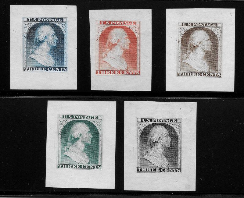 WCstamps: U.S. Scott #11-E4c / $2,000 - 1851 Gravit & Co. Complete Essay Set