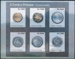 Sao Tome and Principe 2010 Coins on Stamps Sheet MNH