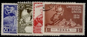 TONGA GVI SG88-91, anniversary of UPU set, FINE USED.