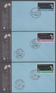 UNITED NATIONS Sc # 948 SET of 3 FDC INT'L UN HOLOCAUST REMEMBRANCE DAY