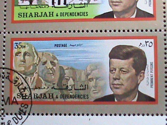 SHARJAH-1972 JOHN F. KENNEDY & THE BEAUTY OF AMERICA CTO MINI SHEET- VERY FINE