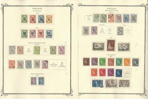 Finland Stamp Collection on 10 Scott Specialty Pages, 1919-1957, JFZ