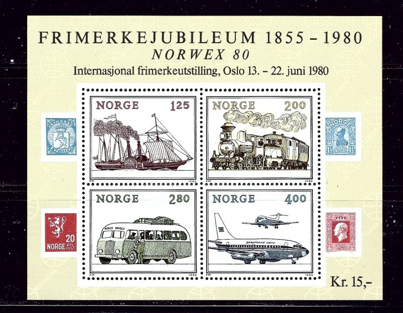 Norway 765 MNH 1980 Methods of Transporation S/S