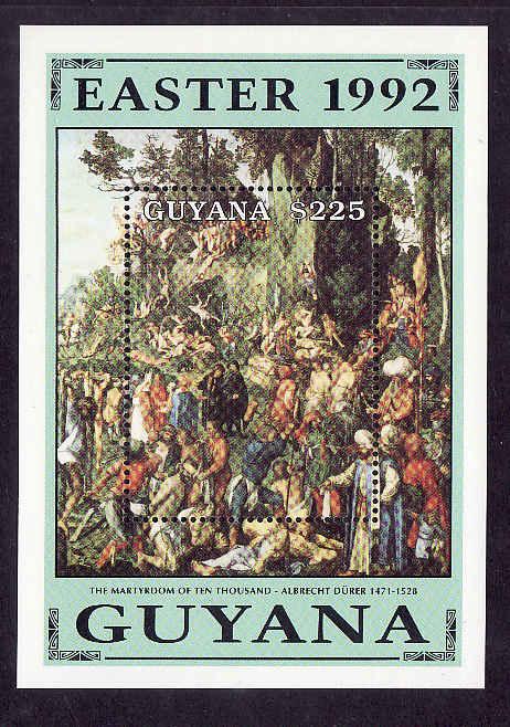 Guyana-Sc#2567-unused NH sheet-Easter-Paintings-1992-