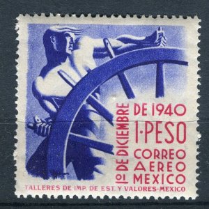 MEXICO; 1941 early Presidential Camacho Airmail issue Mint hinged 1P. value
