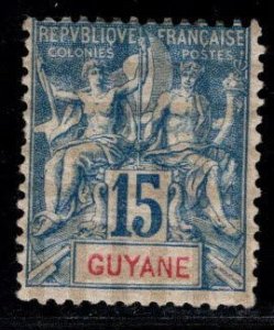 French Guiana Scott 39Perf 14x13.5 MH* stamp on Quadrille paper