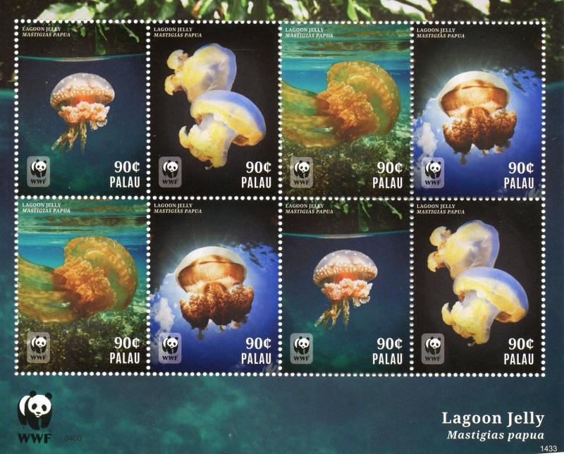 Palau 2014 MNH Lagoon Jelly WWF 8v M/S Marine Jellyfish