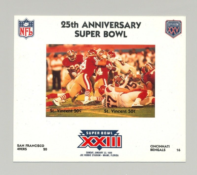 St Vincent #1422 Football Super Bowl XXIII 1v M/S of 2 Imperf Chromalin Proof