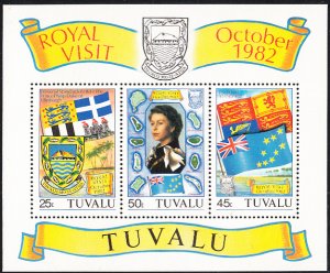 Tuvalu 1982 MNH Sc #182a Souvenir sheet of 3 Royal Visit 1982