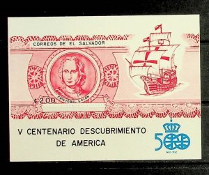 SALVADOR Sc 1191 NH S/S OF 1988 - DISCOVERY OF AMERICA