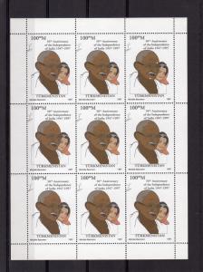 Turkmenistan 1997 YT#60a GANDHI Sheetlet Perforated (9) fluorecent paper MNH