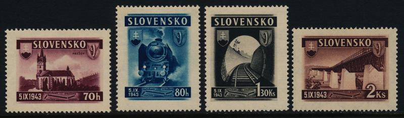 Slovakia 89-92 MNH Presov Church, Railroac, Locomotive, Viaduct