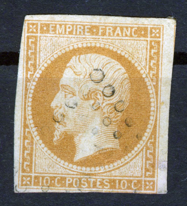 STAMP-FRANCE,1852,NAPOLEON,1853,10c,Yellowish,Ty.I (14; Yvert 13),SCOTT #10