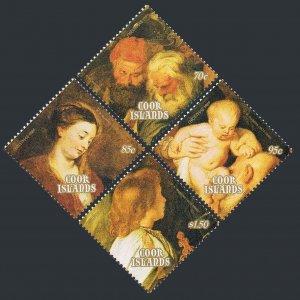 Cook Isl 1024-1027.1028,MNH.Mi 1286-1289,Bl.193.Christmas 1989.Paul Peter Rubens