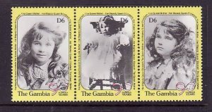 Gambia-Sc#1014-16-unused NH set-Queen Mother-90th Birthday-1990-