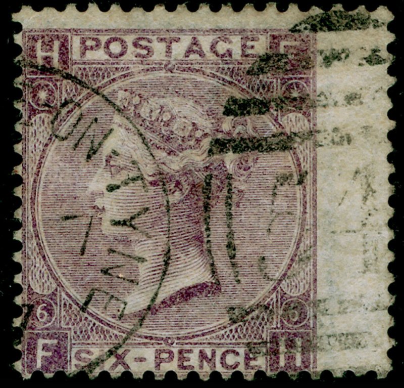 SG97, 6d lilac plate 6, FINE USED, CDS. Cat £250. FH 