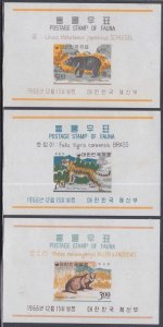 KOREA (South) Sc#502-4 MNH IMPERF SET of 3 S/S - WILDLIFE