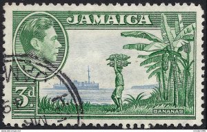 JAMAICA 1938 KGVI 3d Ultramarine & Green, Bananas SG126 FU