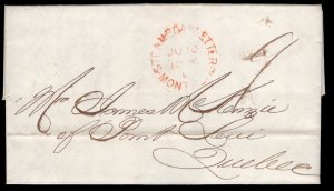 1848 Steamboat Letter Montreal, to Quebec, 9d. Shipping letter : freight 