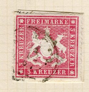 GERMANY WURTTEMBERG; 1863 early classic perf issue 3k. Postmark Piece